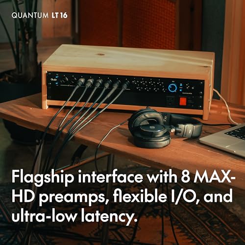 Fender Quantum LT 16 | 16-in 8-out USB-C Audio Interface for Music Production, Eight MAX-HD Mic Preamps, 14 Line Inputs, Low-Latency Drivers, Loopback, Balanced Outputs, Headphone Amp, Mac & PC | 16-in 8-out USB-C Audio Interface for Music Production. Eig