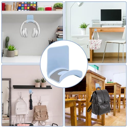 Blue Headphone Stand Hanger, Table Wall Mount Headset Holder Hook | 1Pcs ABS Plastic Adhesive Earphones Hangers for Desk Headphone Hanger, Most Headphones and Controller - color: Blue, size: Wall Mount