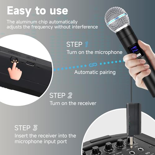 Professional Wireless Microphone for Podcast, Karaoke & Singing – 2.4GHz Portable Dynamic Mic with 150ft Range, 8H Battery,Micrófono Inalámbrico for Streaming & Live Performance