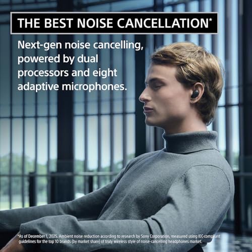 Sony WF-1000XM6 The Best Noise Cancelling Wireless Earbuds, Black | Truly Wireless Headphones, Studio-Quality, HD NC Processor QN3e, Ultra Clear Calls, Up to 24 Hours of Battery, Bluetooth - color: Black