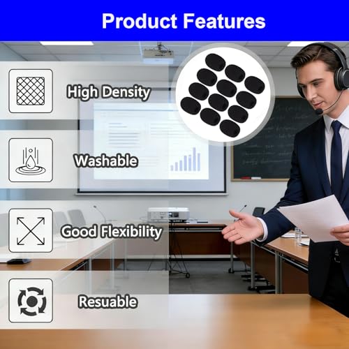 12 Pack Microphone Covers Foam, Noise Reduction Mic Cover, for Lapel and Headset Microphones Windscreen