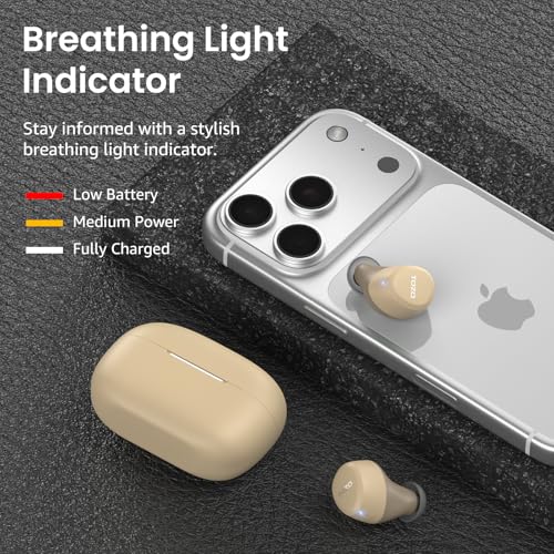 TOZO A1 Wireless Earbuds Bluetooth 5.3 Light Weight in Ear Headphones | IPX5 Waterproof, 2 Mics for AI Calls, Immersive Premium Sound Bass Ear buds with Charging Case, 32 Presets EQ via TOZO App - color: Light Khaki
