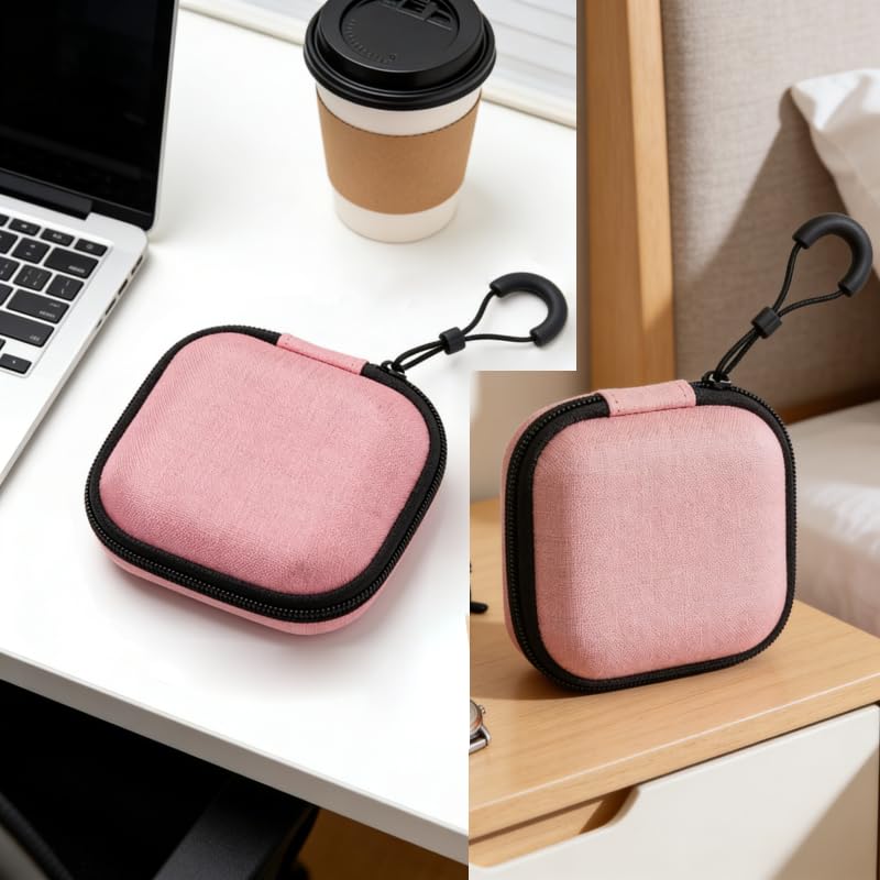 3 Pack Earbud Case, BetterJonny EVA Hard Earphone Carrying Case Portable Storage Earbud Pouch Case Mini Earbud Pouch for Bluetooth Ear Buds USB Adapter Cable Coin Pouch Wallet (Pink) - color: Pink