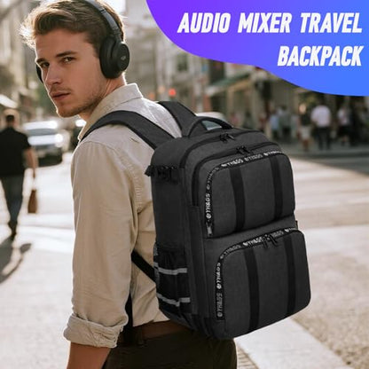 Audio Mixer Travel Case Bag, DJ Mixer Storage Backpack Compatible with RODECaster Pro, RODECaster Pro II, RC Duo, Podcast Mixer Case for Microphones and More Podcast Equipment