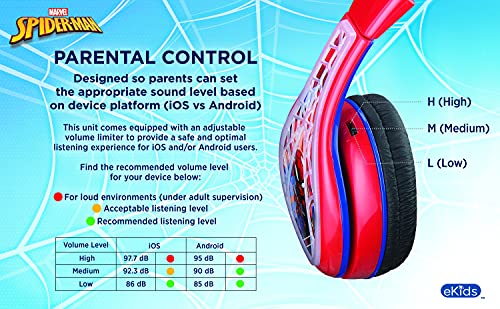 Spiderman Headphones for Kids with 3.5mm Jack, Wired Headphones for School | Adjustable Headband - color: Spiderman
