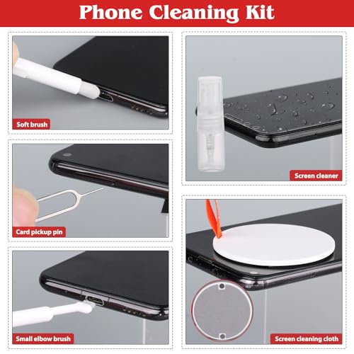 20-in-1 Phone Cleaning Kit,Computer Keyboard Brush Cleaner, Screen Electronic Cleaner Kit for Laptop, AirPods, MacBook, Cell Phone, IPad, Car, Lego, Device, Earbuds, Camera Lens - color: White orange