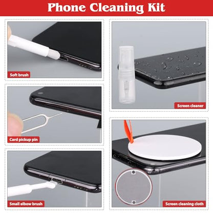 20-in-1 Phone Cleaning Kit,Computer Keyboard Brush Cleaner, Screen Electronic Cleaner Kit for Laptop, AirPods, MacBook, Cell Phone, IPad, Car, Lego, Device, Earbuds, Camera Lens - color: White orange