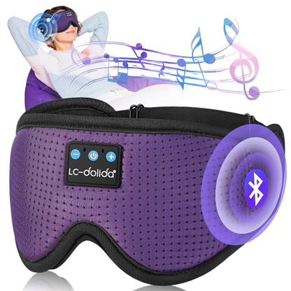 LC-dolida Sleep Mask with Bluetooth Headphones Bluetooth Sleep Mask Sleep Headphones,3D Eye Mask for Sleeping Mask Music Sleeping Headphones for Side Sleepers Meditation Gifts Gadgets for Men Women - color: Classical Purple 3d