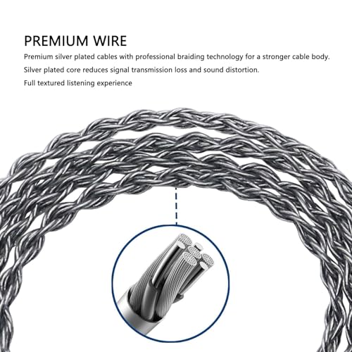 Headphone Sound Cable, Upgraded Loseless Silver Plated Copper Replacement Earphone Cable 3.5mm to MMCX for SE215 SE315 SE425 SE535
