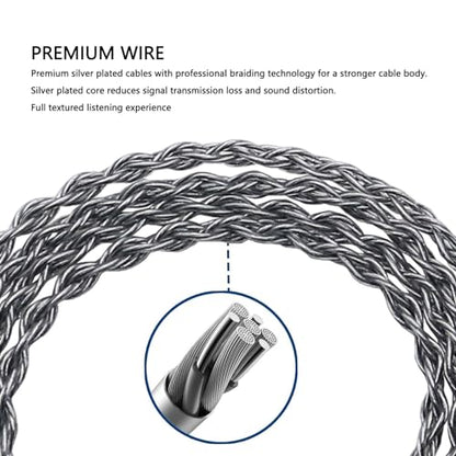 Headphone Sound Cable, Upgraded Loseless Silver Plated Copper Replacement Earphone Cable 3.5mm to MMCX for SE215 SE315 SE425 SE535