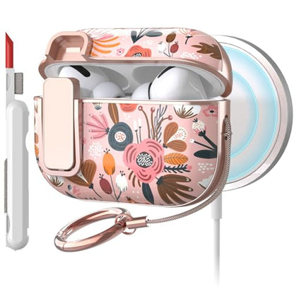 TATOFY for AirPods Pro 2nd Generation Case with Lock Carabiner Cleaner, Slim AirPod Pro 1st & 2nd Hard Case Cover, Compatible with MagSafe (Pink) - color: Pink, size: AirPods Pro 1st & 2nd Gen