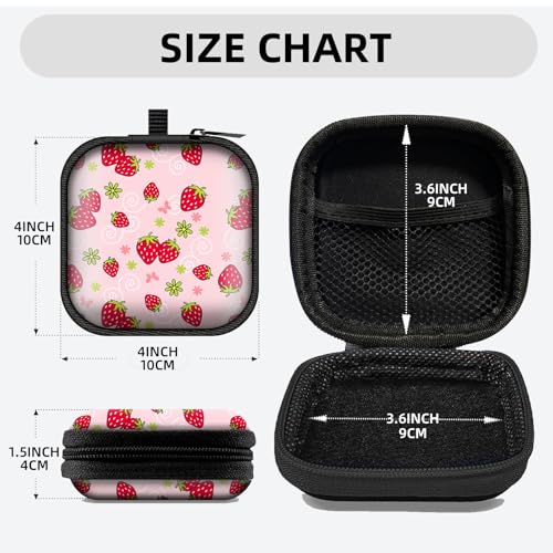 Square Data Cable Earbud Charger Coin Storage Bag Shockproof and Drop-Proof EVA Material Compatible with AirPod(Cute Strawberry) - color: Cute Strawberry