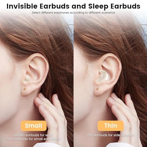 Invisible Mini Sleep Earbuds, 2-in-1 Flat & in-Ear Wireless Bluetooth for Side Sleepers and Small Ears, Ultra-Low Profile Discreet Sleeping Headphones with Noise Blocking, Portable Charging Case - color: Purple
