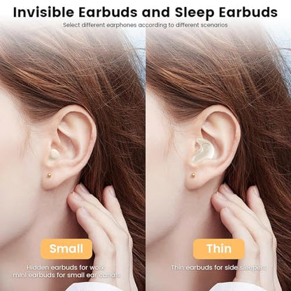 Invisible Mini Sleep Earbuds, 2-in-1 Flat & in-Ear Wireless Bluetooth for Side Sleepers and Small Ears, Ultra-Low Profile Discreet Sleeping Headphones with Noise Blocking, Portable Charging Case - color: Purple