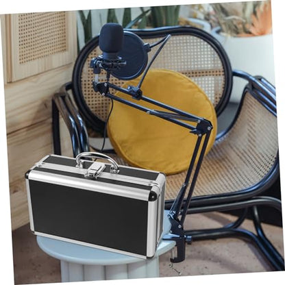 Black Microphone Carrying Case with Rigid Padding Interior