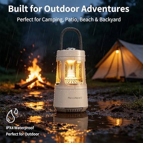 Revonext Camping Lantern Bluetooth Speaker, Rechargeable Waterproof Outdoor Lantern with 10W Stereo Sound, Adjustable Dual-Tone Light, TWS Pairing, Gift for Dad, Men, Outdoor Lovers(White) - color: White
