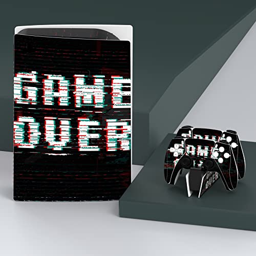 PlayVital for ps5 Skin - Disc Edition Full Set Console Controller Skin, Vinyl Decal Wrap Sticker Cover for ps5 Controller & Charging Station & Headset & Media Remote - Game Over Glitch - color: Game Over Glitch