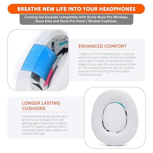 WC Mod Kit V2 Nova Pro Wireless, Pro Omni & Elite - Gel Earpads & Headband | Made by Wicked Cushions | Side Plates also included. Fits Arctis Nova Pro Wireless, Elite & Pro Omni | 90's White - color: 90's White