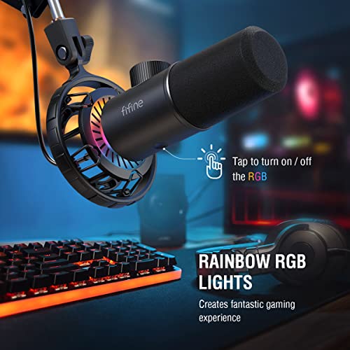 FIFINE Gaming Headset and USB Dynamic Microphone,Over-Ear Headset with Passive Noise Canceling,3.5mm Audio Jack,for Switch,RGB Mic for PC,with Tap-to-Mute Button,for Streaming,Podcast,Twitch(H3+K658)