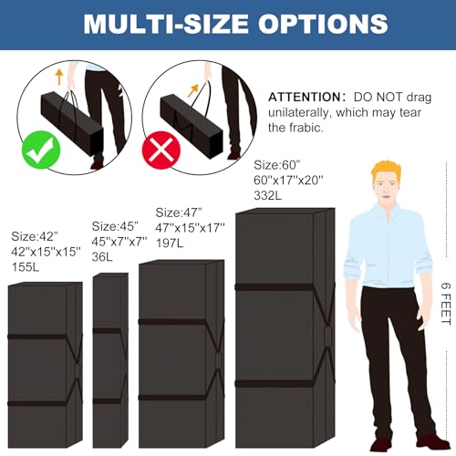 COOLBEBE 60" Sports Duffle Bag - 332L Extra Large Travel Duffel Luggage Bag | Upgrade Zipper, Sturdy & Water Resistant Long Duffle Bag for Camping Moving (Black 60inch) - size: 60" x 17" x 20"
