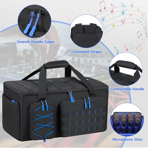 Large Capacity DJ Cable Gig Bag with 8 Customizable Dividers & 6 Pockets | Soft Thick Padded, Heavy Duty, Cable Organizer Backpack for Electronic Musician, Mobile EDM DJ, Live Sound Engineering