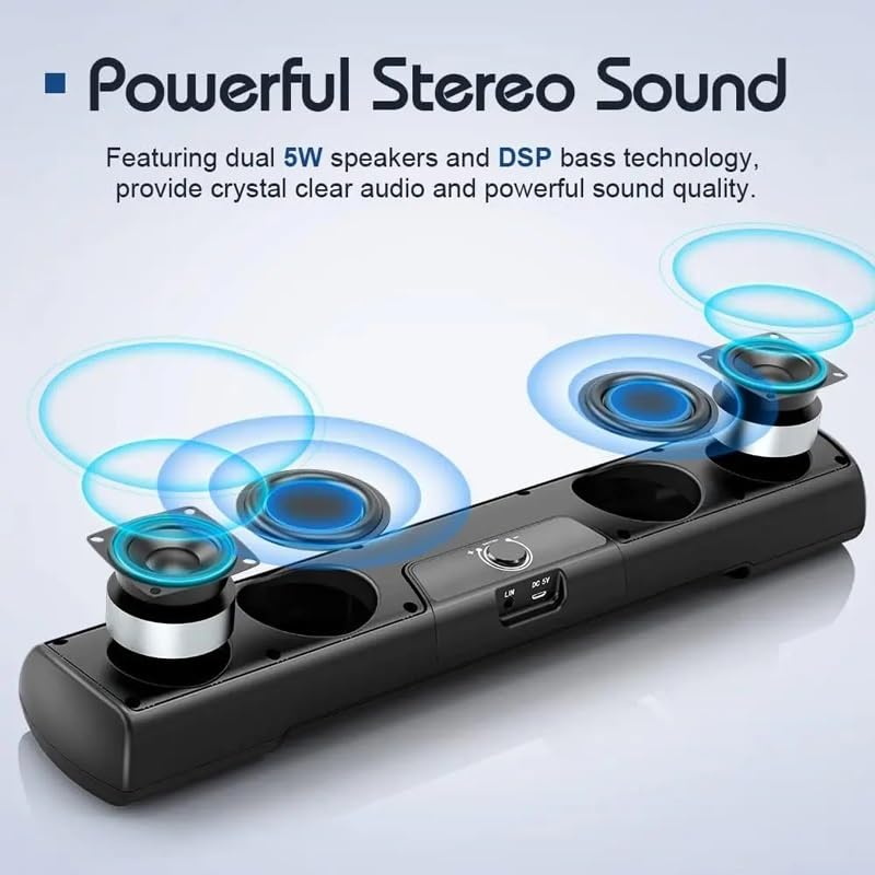 Computer Speaker Soundbar Wall Mountable Wired PC Speakers Sound Bar Powered with Volume
