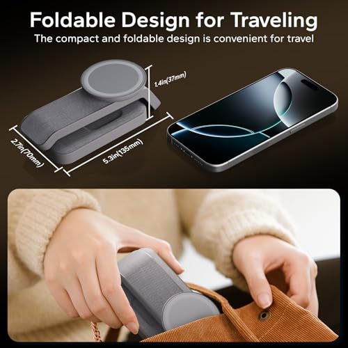 Eazpower 3 in 1 Foldable Wireless Charging Station for MagSafe, Nightstand Magnetic Charger Stand for iPhone 17 16 15 14 Pro Max, Travel Charging Dock with Night Light for Apple Watch/AirPods (Gray) - color: Gray
