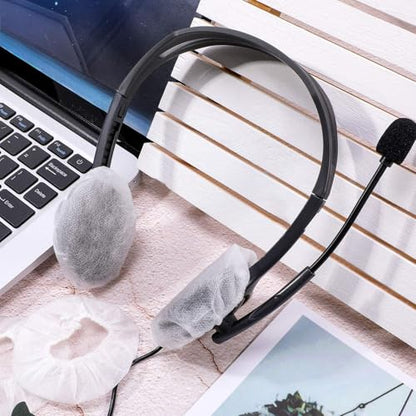 BBTO 300 Pieces Disposable Headphone Covers Non Woven Sanitary Fabric Headset Earphone Covers for Ear Pad Headphones(S-6.5 cm,White, Blue, Black) - color: White, Blue, Black, size: S-6.5 cm