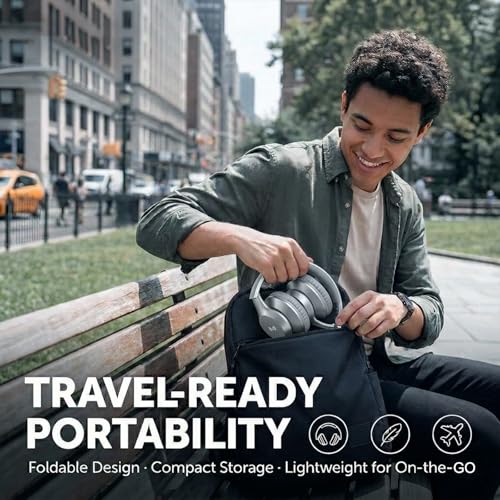 Wired Over-Ear Headphones, Mic, 3.5mm Jack, USB-C Adapter, Silver | Foldable over-ear headphones with soft cushions, inline mic, 3.5mm jack, and USB-C adapter for school, office, and travel. - color: Silver