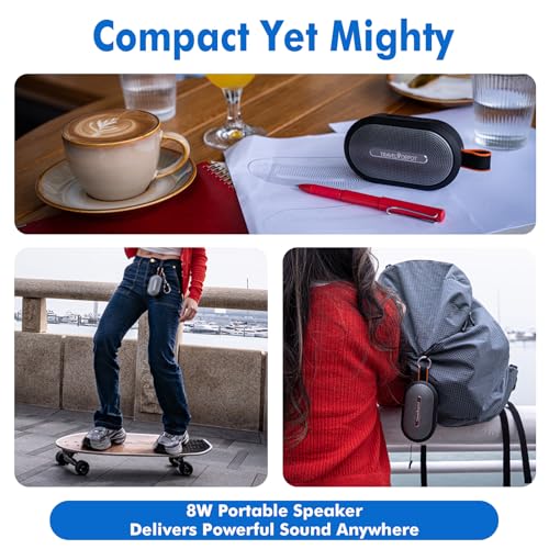 Travel Depot Portable Magnetic Bluetooth Speaker, Waterproof, (2 Pack) | Bluetooth Speaker Loud Stereo Sound, 18H Battery, Dual Pairing, BT5.3, Mini Wireless Speakers for Travel, Hiking, Beach - size: 2 Pack