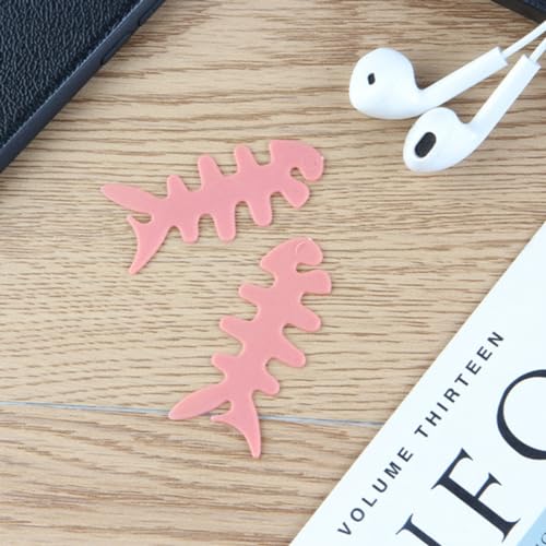Artibetter 200pcs Fish Bone Cable Winder Silicone Earphone Line Organizer Creative Cable Storage for Home Design Random Colors
