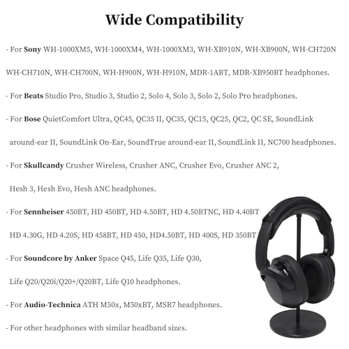 Adhiper Headphone Headband Cushion Cover for Pioneer DJ HDJ-X5, X7, X10, CUE1 & V-Moda Crossfade 2/3, M-10/M-100, LP/LP2 Headphones, 6mm Thick Soft Cover for Pressure Relief, with Hanging Loop