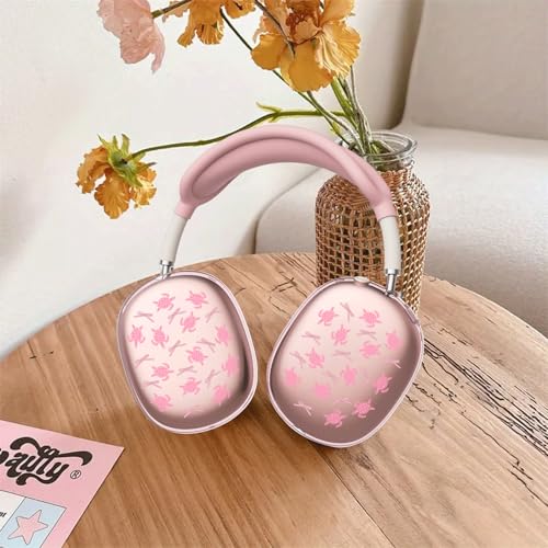 Cute Pink Bow Turtle Clear Case for Airpods Max Headphones Kawaii Sea Print Soft TPU Ear Cups Cover Anti-Scratch Silicone Ear Pad Protective Case Girl Headband Cover for Apple Airpods Max - color: Bow turtle 09