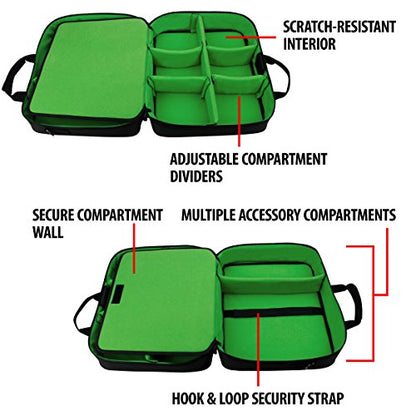 USA Gear Audio Mixer Case Fits RODECaster Pro II, Pro & Duo, GoXLR, & more Podcast Equipment - Podcast DJ Travel Bag with Customizable Interior, Scratch-Resistant Interior, Shoulder Strap (Green) - color: Green
