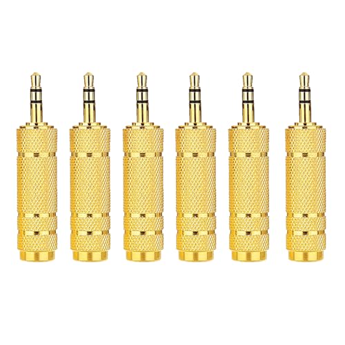 6pcs Audio Jack Adapter 6.35mm (1/4 inch) Female to 3.5mm (1/8 inch) Male Auxiliary Audio Adapter Audio Stereo Adapter Converter for Headphone Microphone - size: 6pcs 6.35F to 3.5M