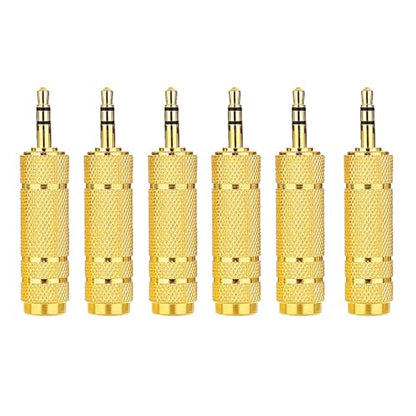 6pcs Audio Jack Adapter 6.35mm (1/4 inch) Female to 3.5mm (1/8 inch) Male Auxiliary Audio Adapter Audio Stereo Adapter Converter for Headphone Microphone - size: 6pcs 6.35F to 3.5M