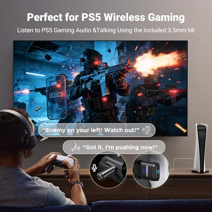 UGREEN Bluetooth 5.3 Adapter for PS4 PS5 USB Audio Transmitter APTX Connecting Bluetooth Headphones to PS5, PS4, Switch, PC, Wireless Audio Adapter (Plug & Play)