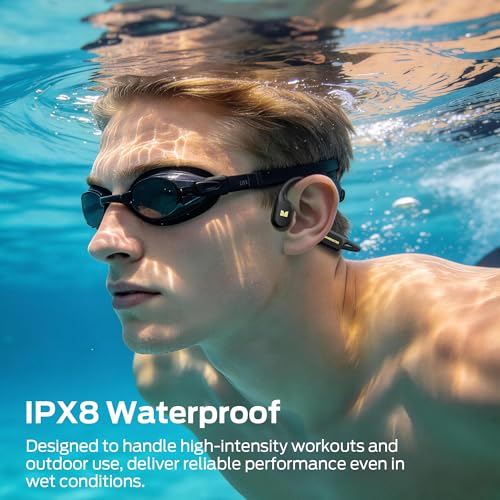 Monster Open Ear BC300 Swimming Headphones, Open-Ear Bone Conduction Headphones, Bluetooth 6.0 & 32GB MP3, IPX8 Waterproof Sport Earbuds with 10H Playtime (Black)