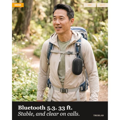 TREBLAB HD-Go - Ultra Portable Hand Held Speaker with Clip, 16H Playtime | 7W Power with Bass, IPX7 Waterproof, Built-in Mic, Compact & Lightweight, USB-C Charging – Small Speaker Bluetooth Wireless