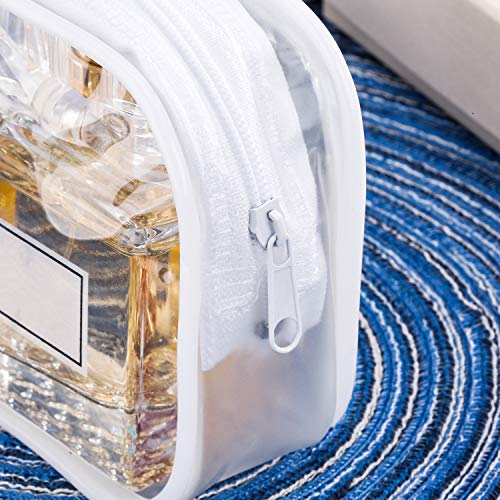 Tatuo 4 Pieces Clear PVC Bags Big Capacity Zipper Pencil Pouch Case Travel Luggage Makeup Cosmetic Bag (White) - color: White