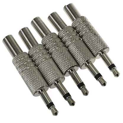 E-outstanding 3.5mm Mono Plug 5PCS 1/8 Inch TS Mono Mini Stereo Metal Male Jack Adaptor Connector