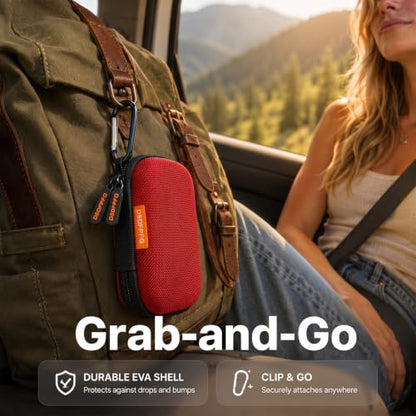 Mini Small Hard Shell Earbud Case, Red Rectangle Carrying Zipper IEMs Pouch | for Apple Airpods, Earpods, Samsung Galaxy Buds, Wired Wireless Earbuds, Earplugs, In Ear Monitor, USB Cable, Flash Drive - color: Red