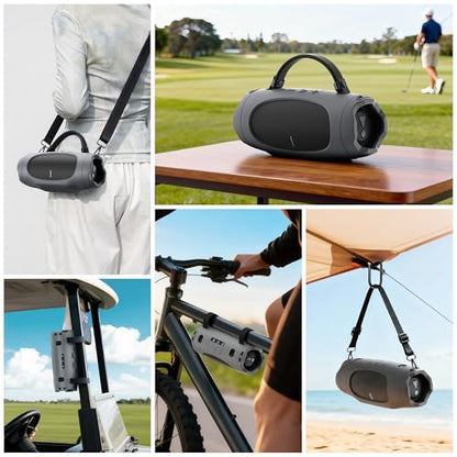 SIKAI CASE Portable Speaker Mount Compatible with JBL Charge 6, Silicone Case with Adjustable Strap&Detachable Shoulder Strap Travel Case for Bike/ATV/Golf Cart/Boat Railing, Case Only (Gray) - color: Gray