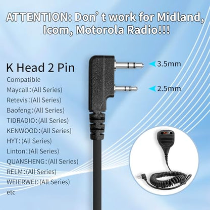Speaker Mic Shoulder Mic Walkie Talkie Mic Accessories Compatible for BAOFENG and Kenwood BTECH Retevis Samcom Radios, Walkie Talkie Microphone 5Pack (Shoulder Microphone) - color: Shoulder Microphone