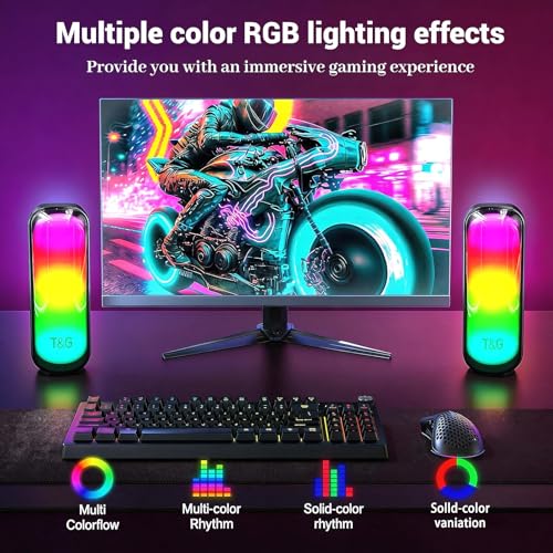 T&G Bluetooth Speaker RGB Lights, 15W Loud Stereo Sound | IPX5 Waterproof Shower Speaker, 24H Battery Portable for Outdoor Party Beach Pool (Gray) - color: Gray