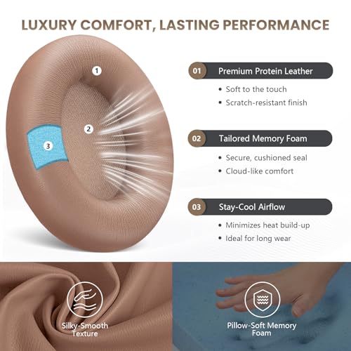 Studio Pro Headphone Ear Pads, Replacement Earpads/Cushions for Beats Studio Pro, with Premium Protein Leather, Resilient Memory Foam, Added Thickness - color: Dune