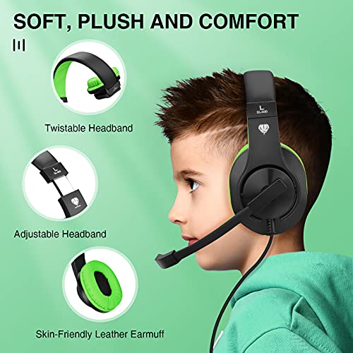 BlueFire 3.5mm Bass Stereo Over-ear Gaming Headphone PS4 Gaming Headset with Microphone and Volume Control Compatible with PS4 / New Xbox One / Xbox One S / Xbox One X / PC（Green） - color: Green