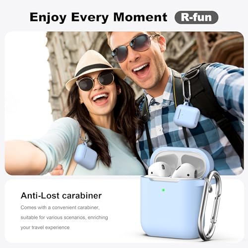 for AirPods 2nd/1st Case Silicone Cover, Sky Blue | Compatible with Apple AirPods 2nd/1st (2019/2016) Generation with Keychain & Cleaner Kit, Wireless Charging Compatible - color: Sky Blue