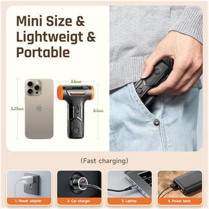 Compressed Air Duster - Electric Air Duster, 50 mph 110000RPM Super Power | Cordless Canned Air Dust Blower for PC/Computer/Blaster/Keyboard/Home, Mini/Variable Speed/Quick Dusting