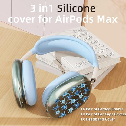 Cute Blue Sea Turtle Clear Case for Airpods Max Headphones Cartoon Soft TPU Ear Cups Cover Anti-Scratch Silicone Ear Pad Protective Case Ocean Headband Cover for Apple Airpods Max - color: Sea turtle 01